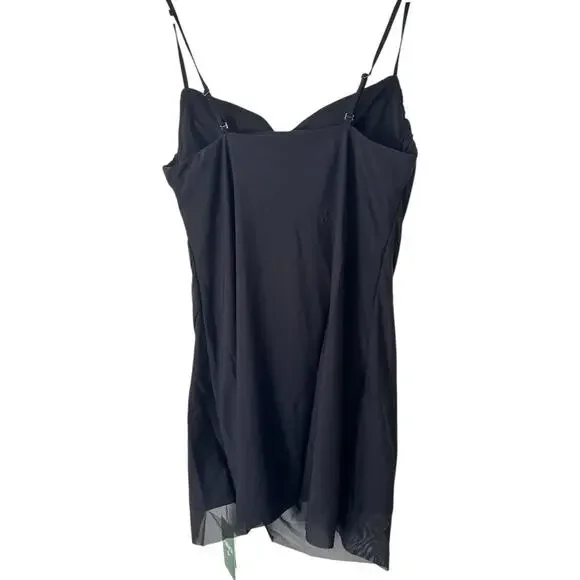 NWT Halara Black Chiffon Ruched Spaghetti Strap Mini Dress Size Large - Picture 3 of 6